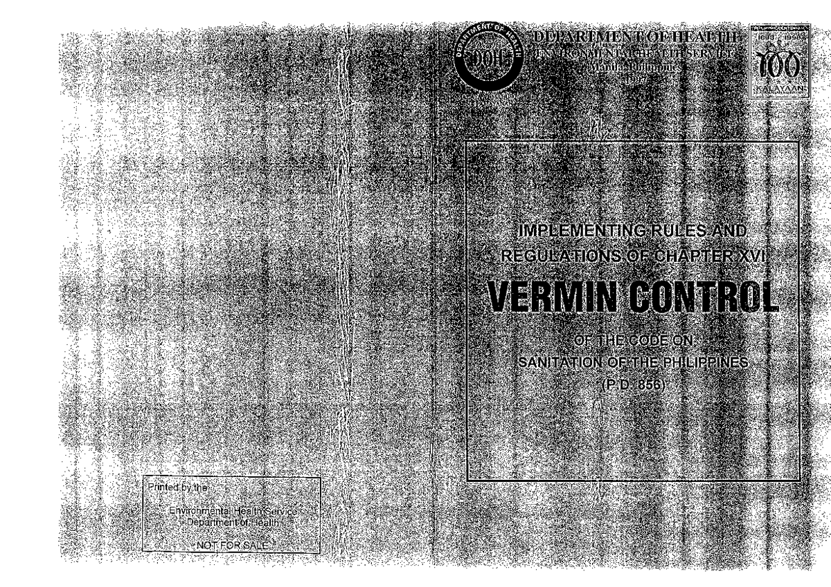 Implementing Rules and Regulations for Vermin Control (P.D. 856) - Studocu