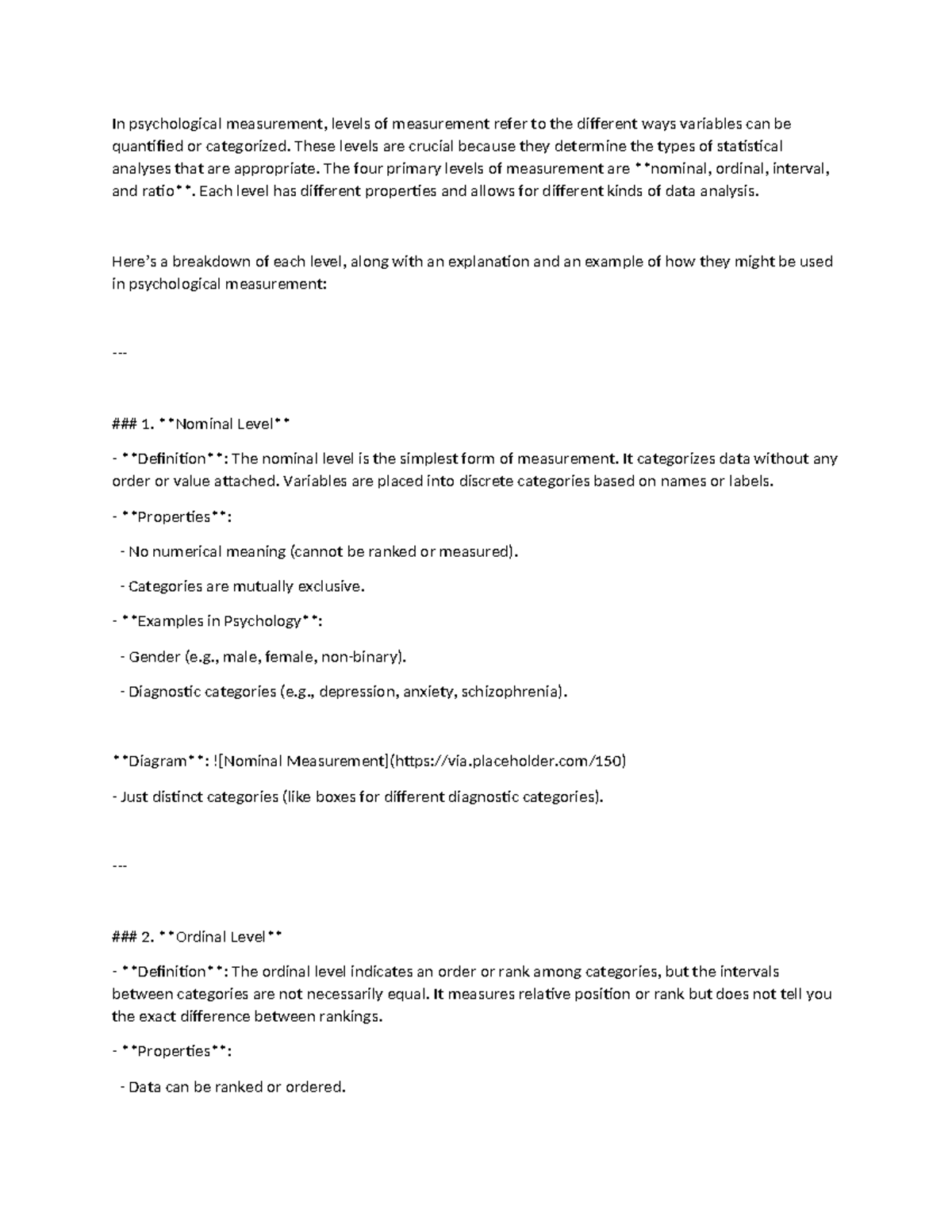 **PSY 201: Levels of Measurement in Psychological Research** - Studocu