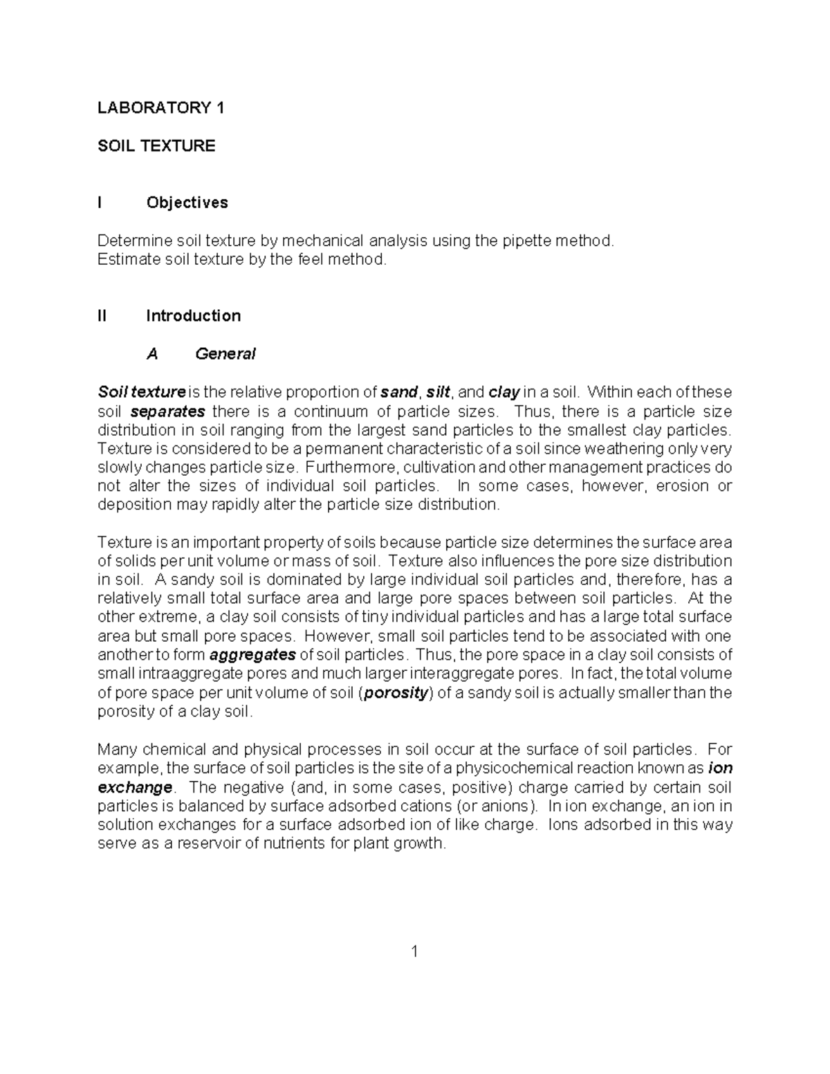 Soil Texture Analysis - Laboratory 1 Report - Studocu