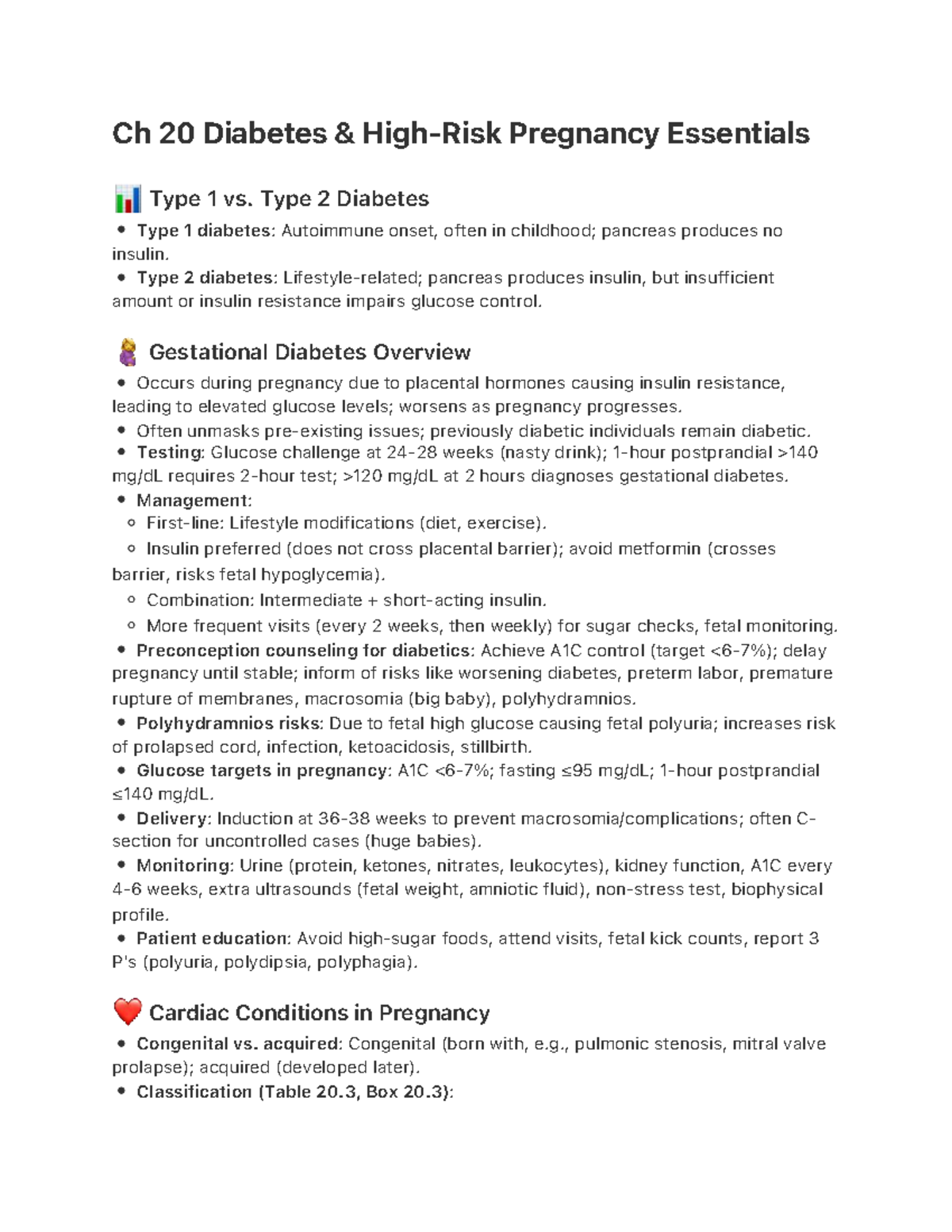 Ch 20 Diabetes & High-Risk Pregnancy Essentials: Type 1 vs. Type 2 ...