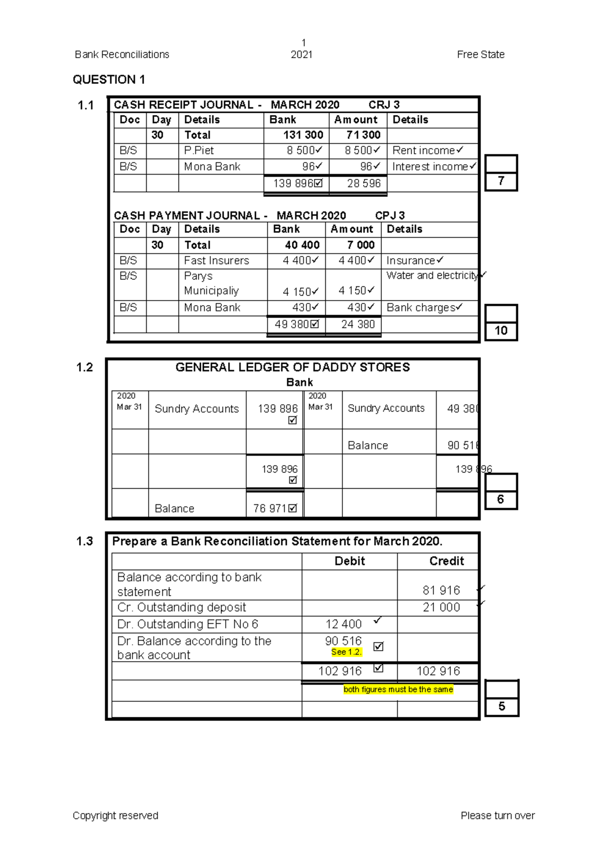 Bank Reconciliation MEMO for CRJ/CPJ - March 2020 - Studocu