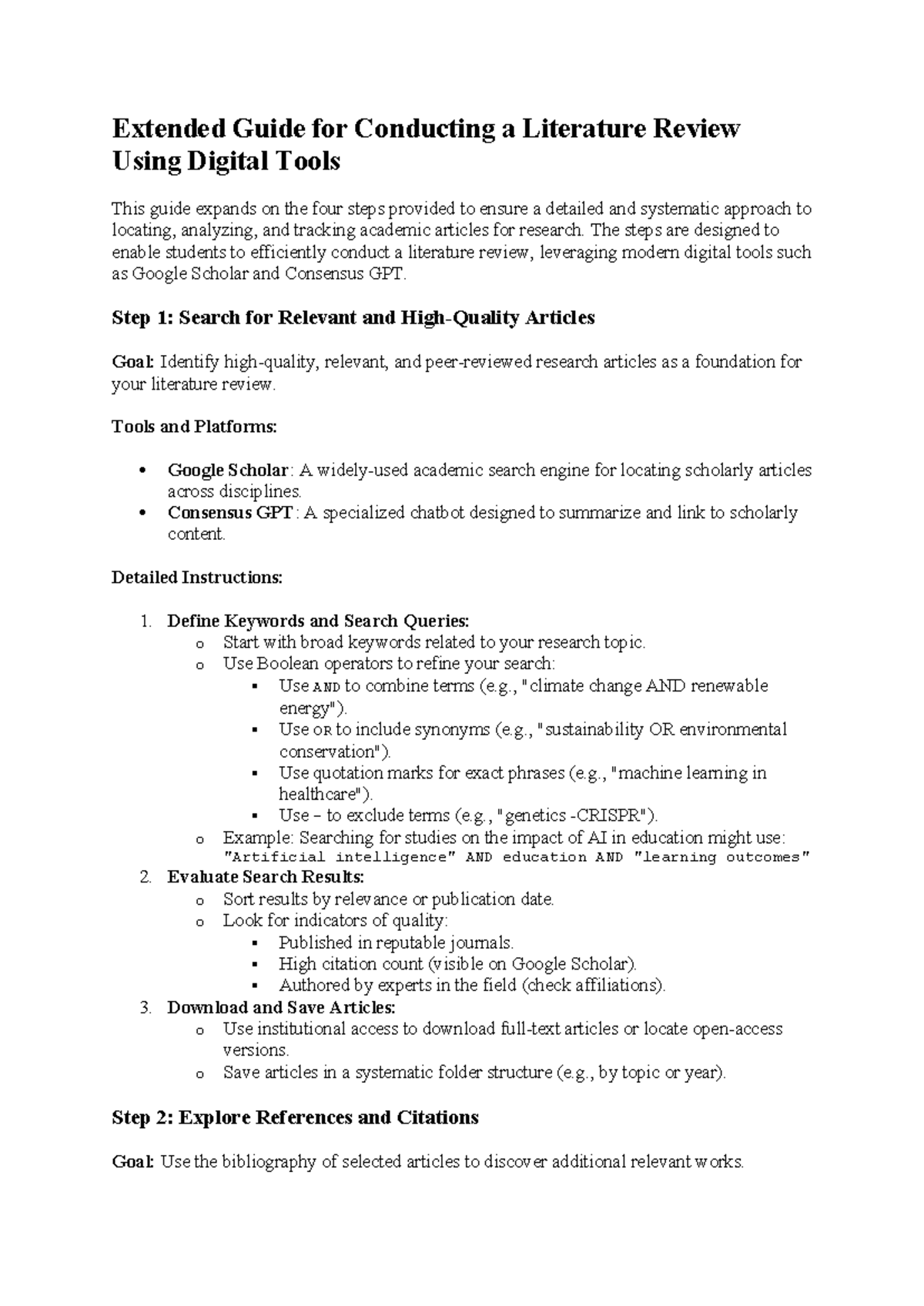 Extended Guide: Conducting a Literature Review with Digital Tools - Studocu