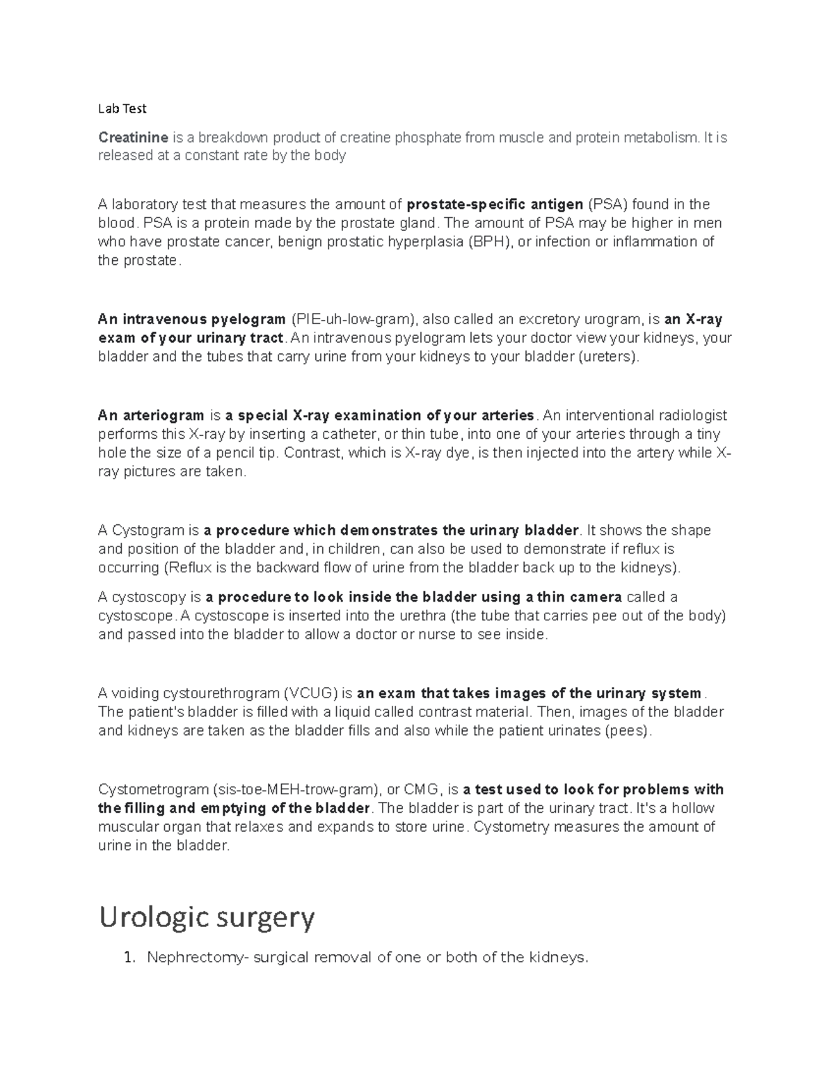 Chapter 42 Diagnotic Procedures - Lab Test Creatinine is a breakdown ...