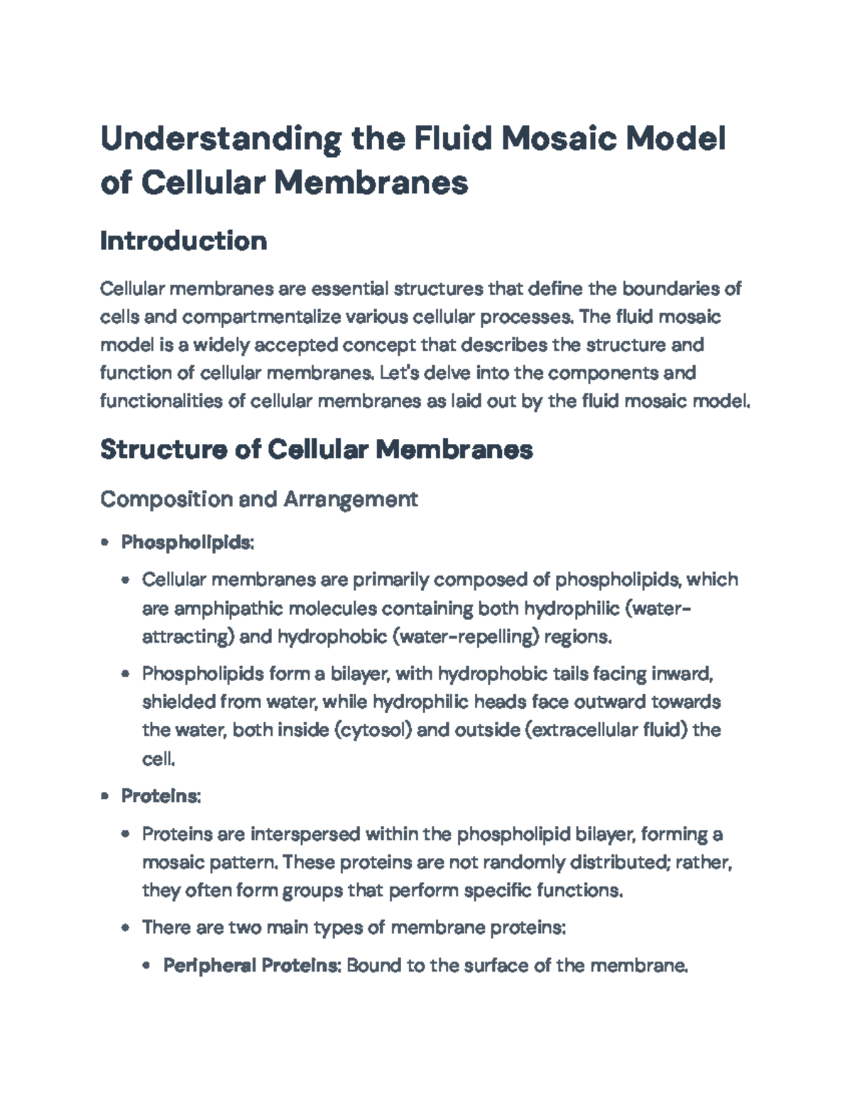 Fluid Mosaic Model of Cellular Membranes — Structure and Functions ...