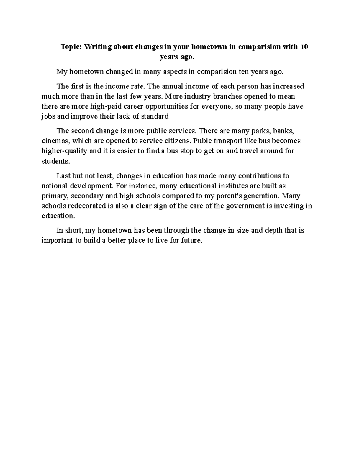 Topic Changes - nothing here - Topic: Writing about changes in your ...