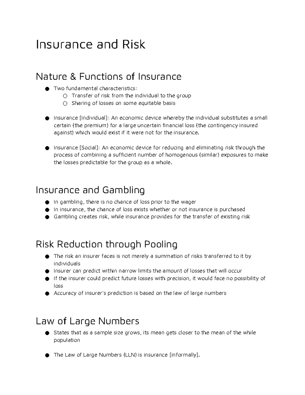 Lecture 2 Notes: Understanding Insurance, Risk, and Decision Theory ...