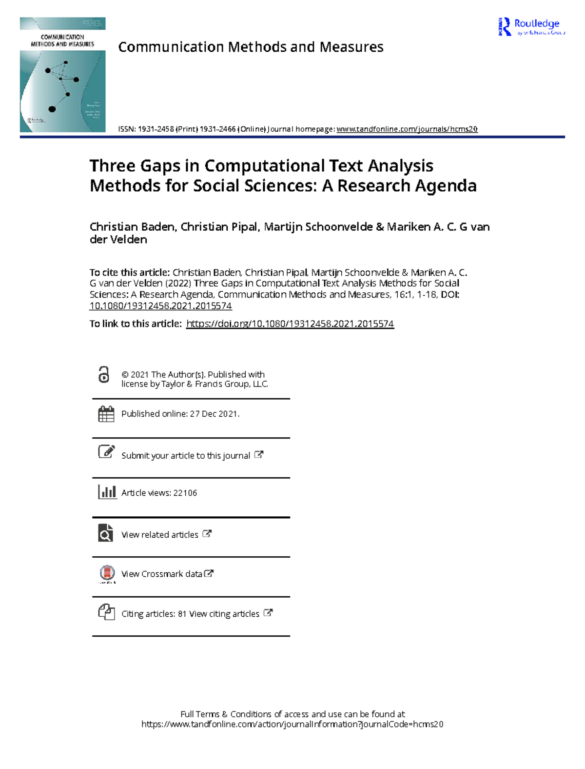 Three Gaps in CTAM for Social Sciences: A Research Agenda (ISSN ...