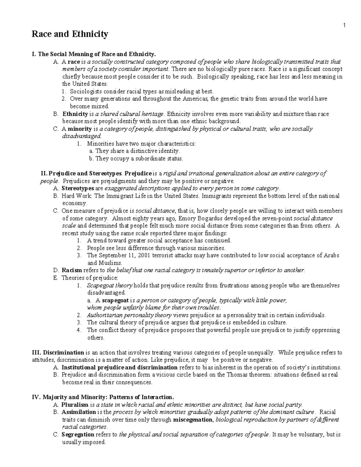 Race and Ethnicity Lecture Notes 09: Understanding Diversity and ...
