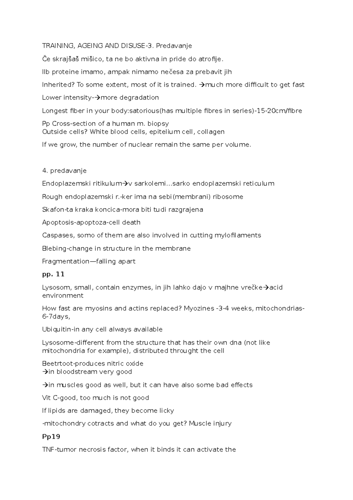 TRAINING, AGEING AND DISUSE-3. Predavanje Notes - Studeersnel