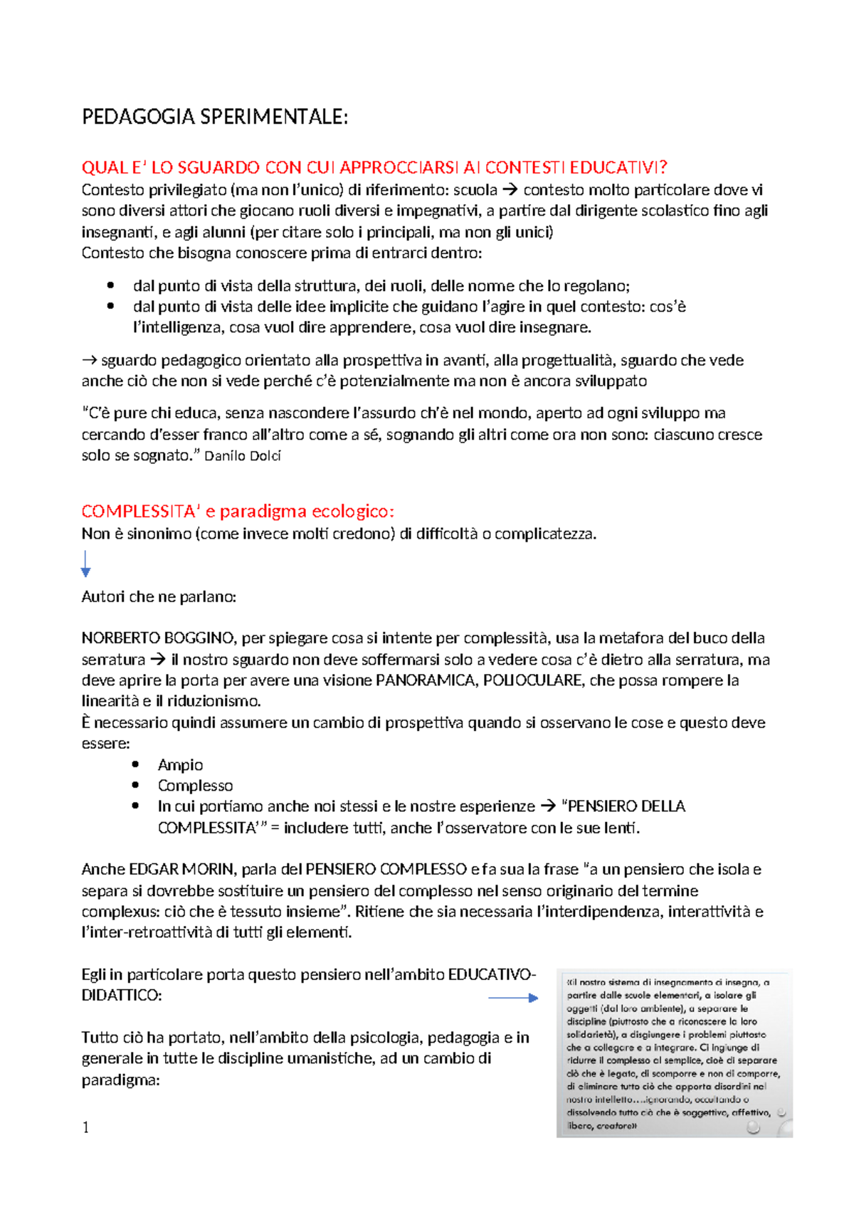 Pedagogia Sperimentale: Sguardi e Complessità nell'Educazione - Studocu