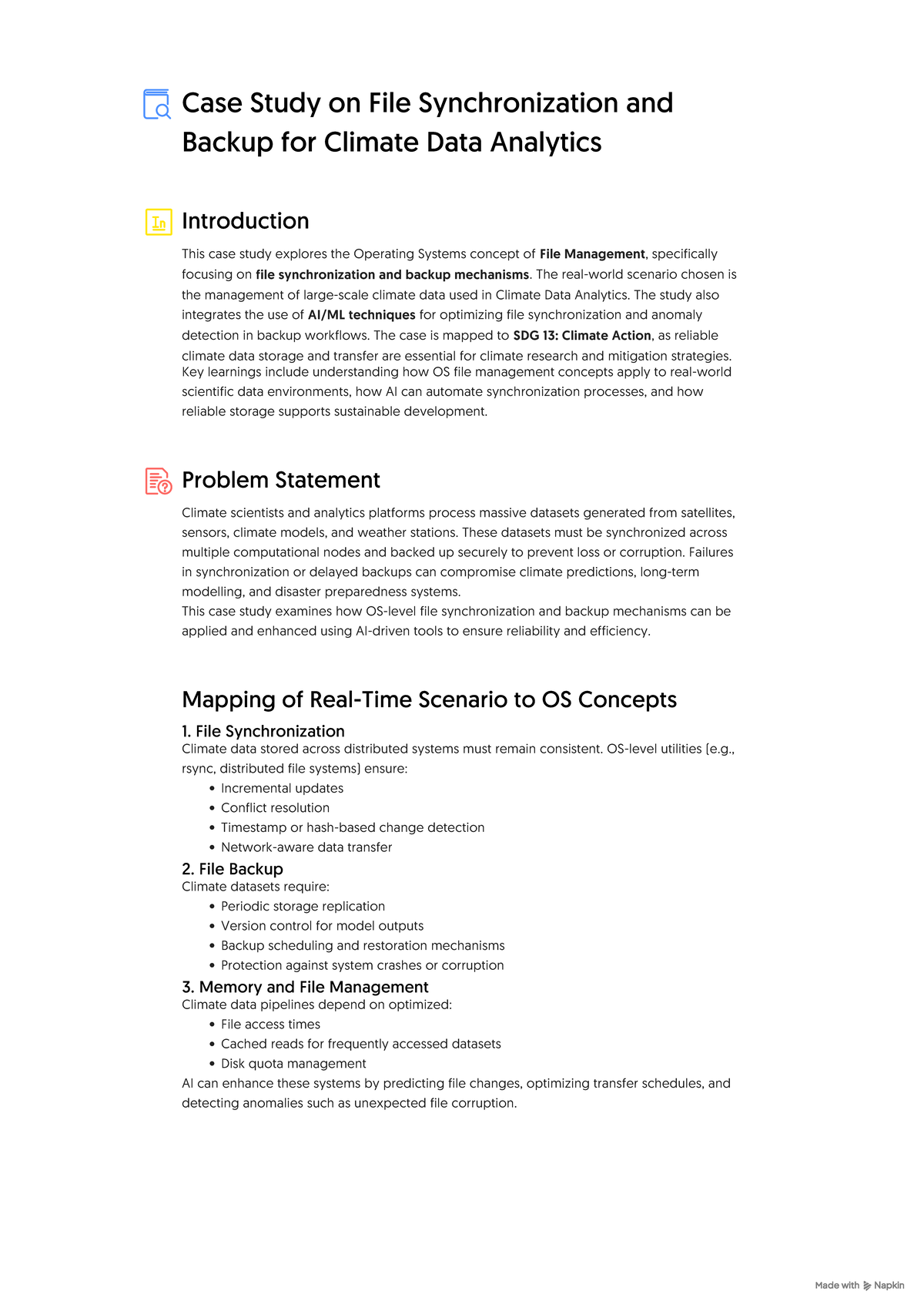 Case Study: File Sync & Backup in Climate Data Analytics (AI204) - Studocu