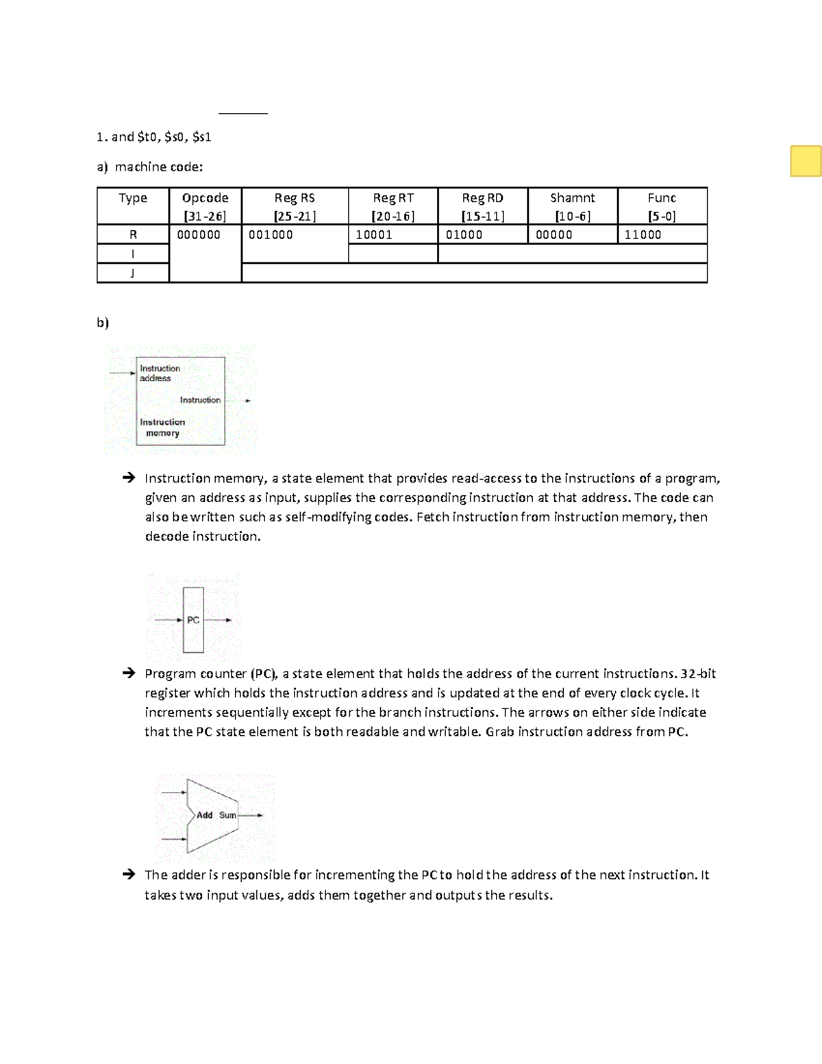 Hw4 - Machine Code and CPU Instruction Operations (Chapters 15-20 ...