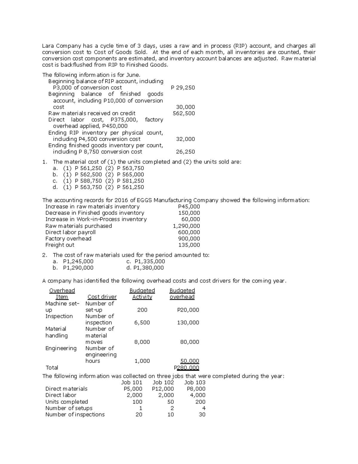 Job-Order Costing Analysis for Lara Company: Financial Insights and ...