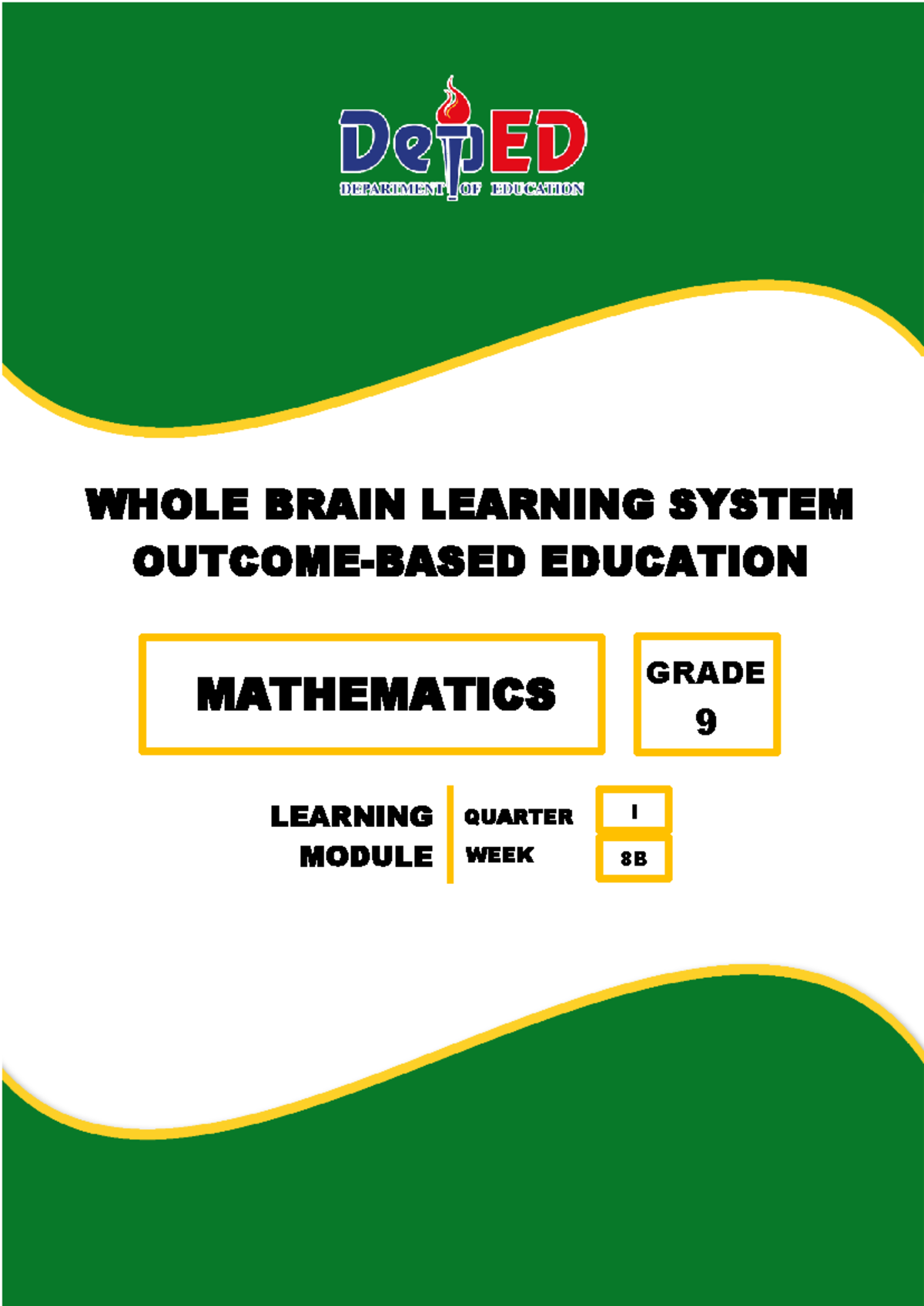Math 9 Quarter I Week 8B: Quadratic Functions & Equations - Studocu