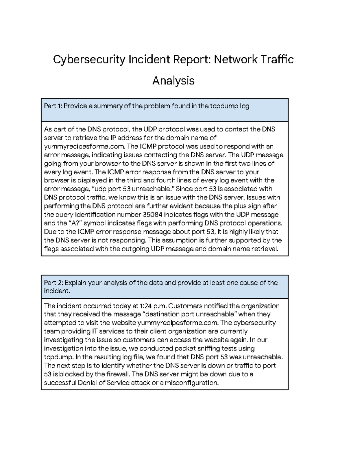 Cybersecurity Incident Report: Network Traffic Analysis (R Vm50xc ...