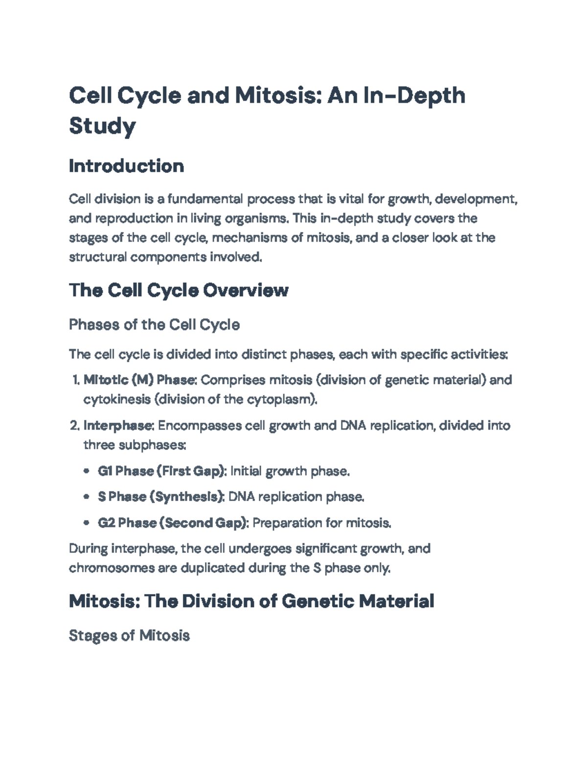Cell Cycle and Mitosis: An In-Depth Study of Cell Division Mechanisms ...