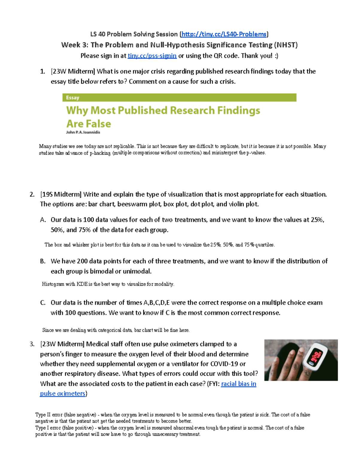 LS40 Week3 - Problem Solving Session Worsheets solutions - LS 40 ...