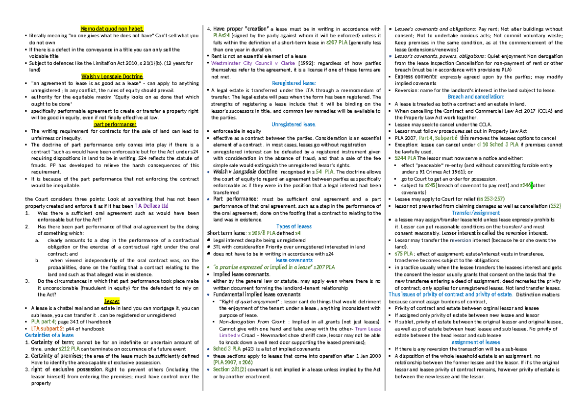 LL 2023 Exam Notes: Property Law Concepts and Case Analysis - Studocu