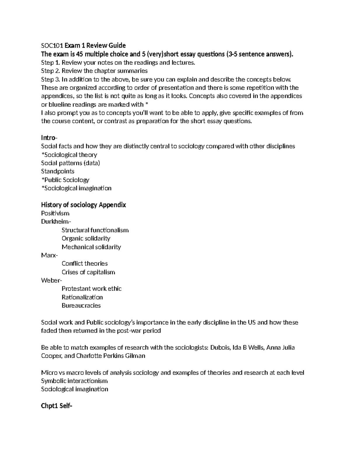 SOC101 Exam 1 Review Guide: Key Concepts & Study Tips - Studocu