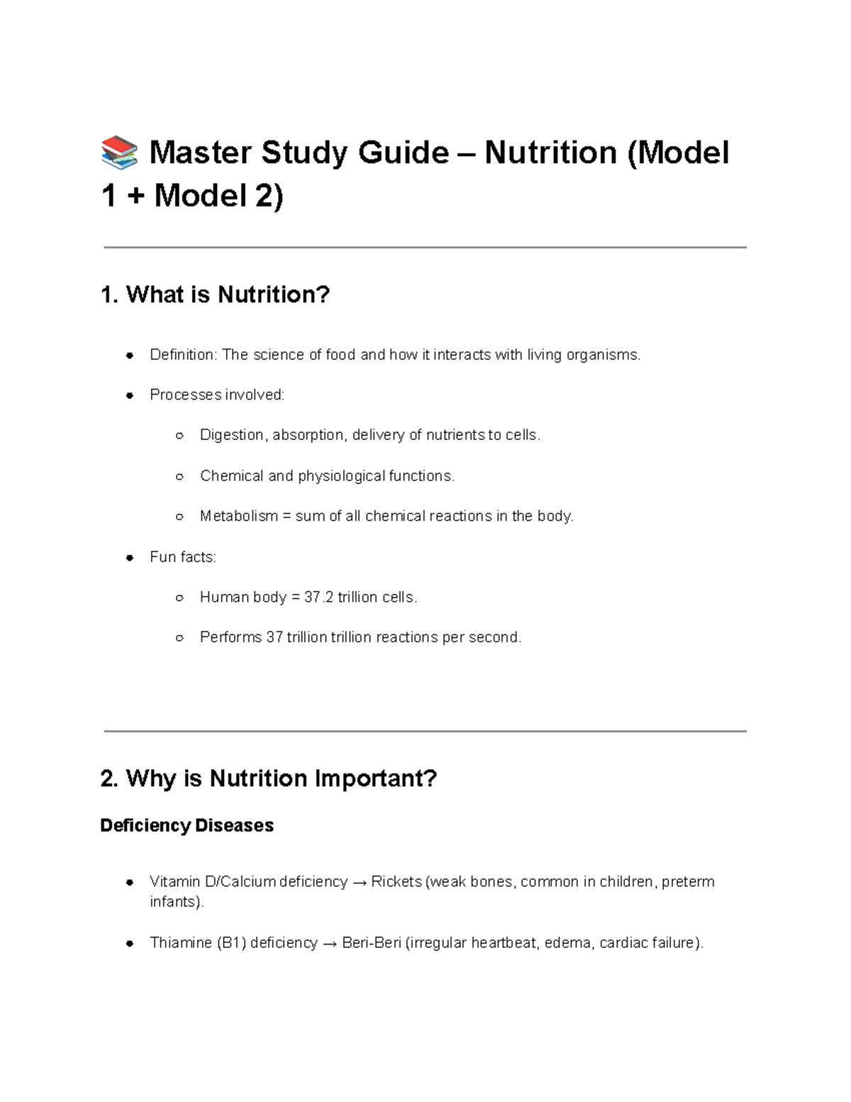 Master Study Guide: Nutrition Essentials (Models 1 & 2) - Studocu