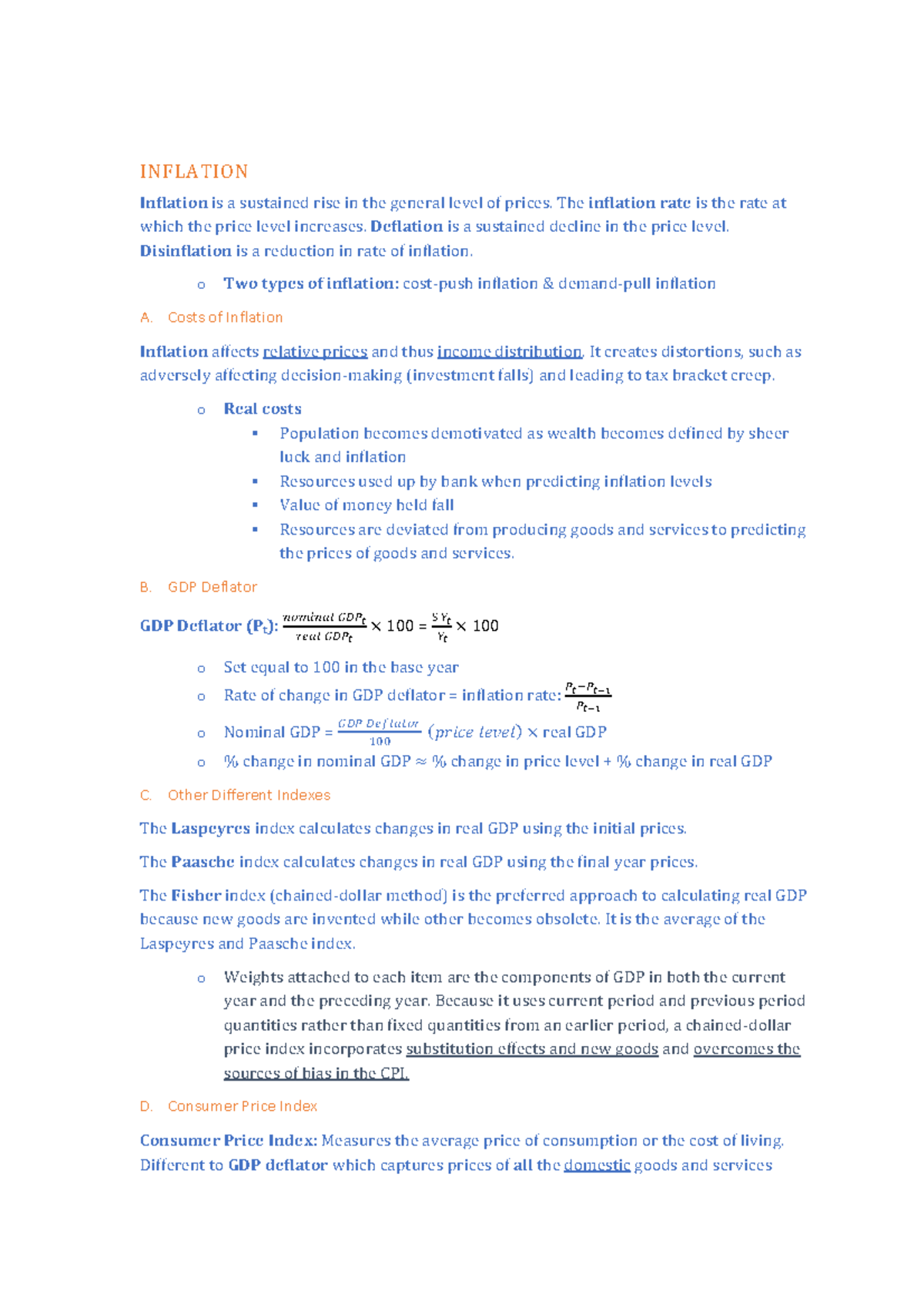 Macroeconomics (ECON1102): Inflation - INFLATION **Inflation ** is a ...