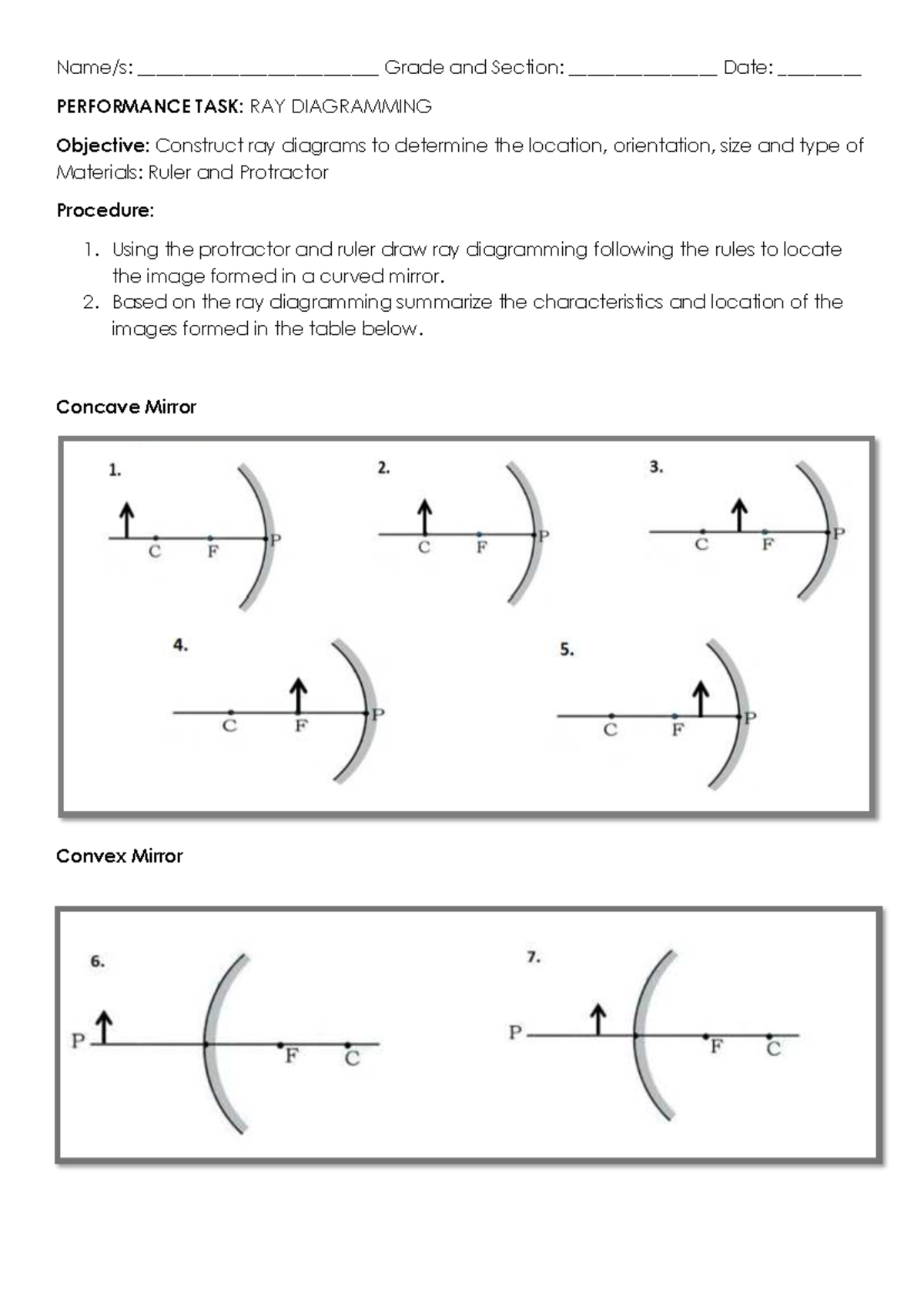 PT-Q4 - Ray Diagramming for Concave and Convex Mirrors - Studocu