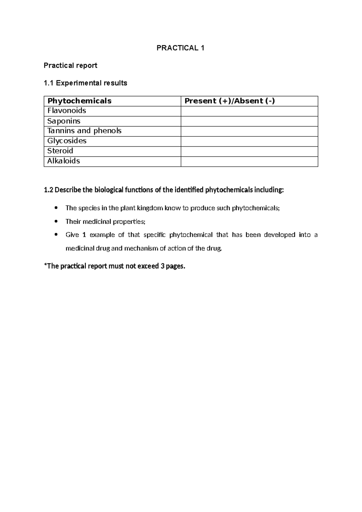 Practical 1 Report Template - PRACTICAL 1 Practical report 1 ...