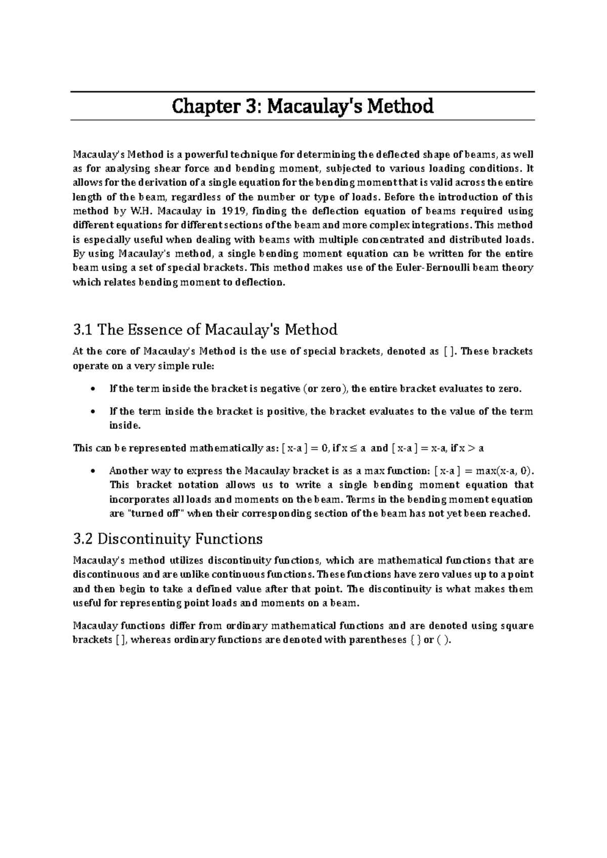 Chapter 3 - Macaulay's Method for Beam Deflection Analysis - Studocu