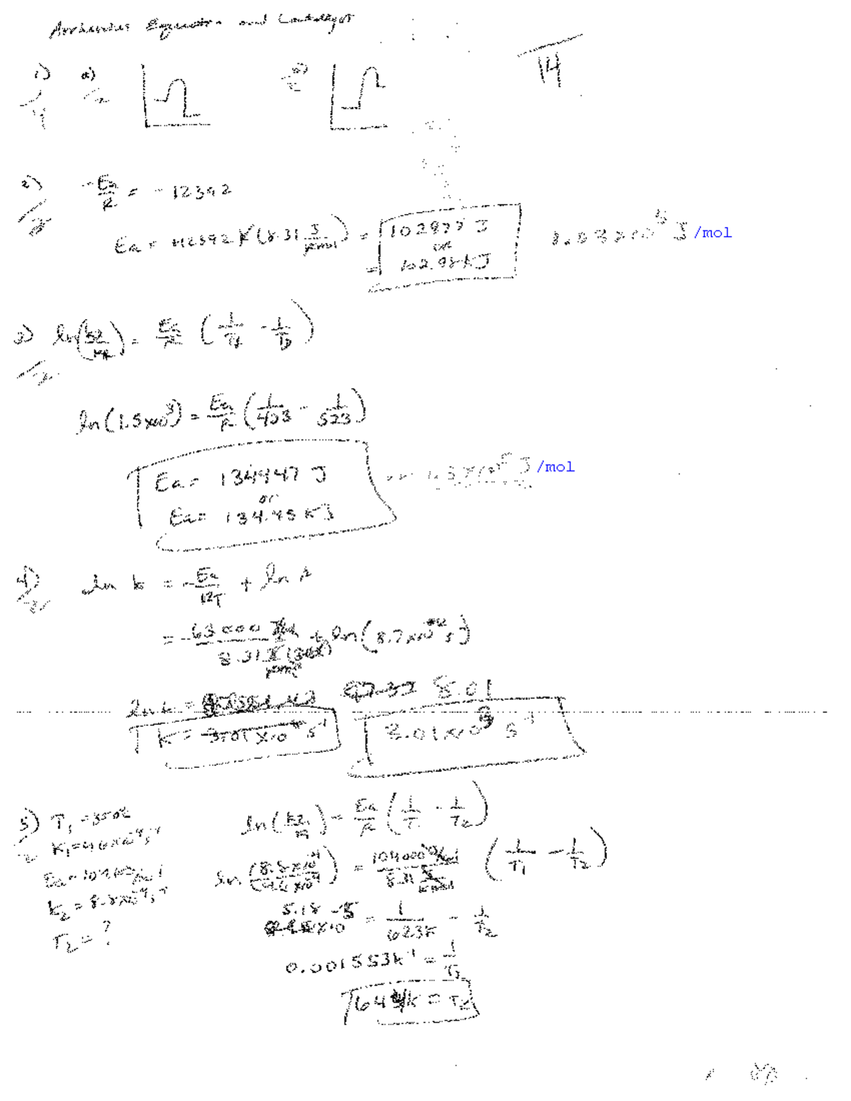 Arrhenius Equation & Catalyst Worksheet Answers (Chem 101) - Studocu