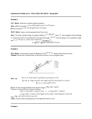 PHYS 2420 Problem Set 11 - PHYS 2420 Introductory Mechanics for physics ...