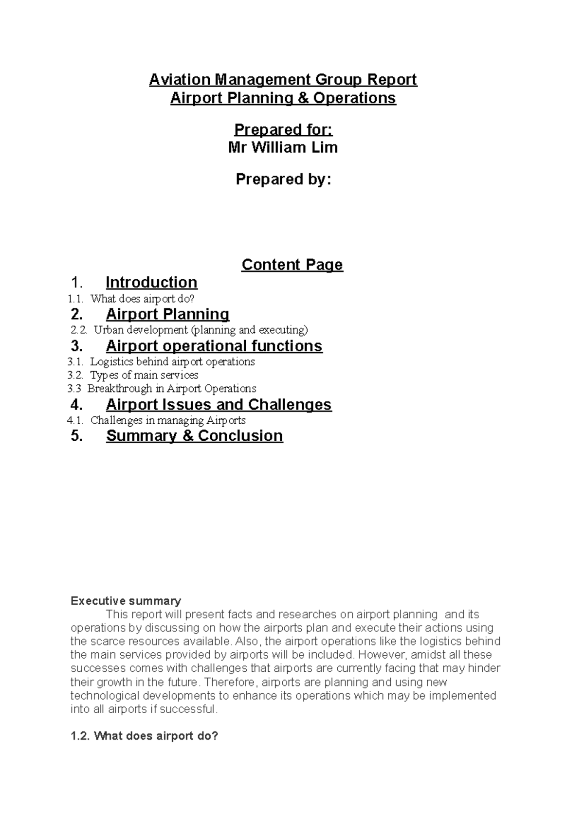 AM Project: Airport Planning and Operations Report - Studocu