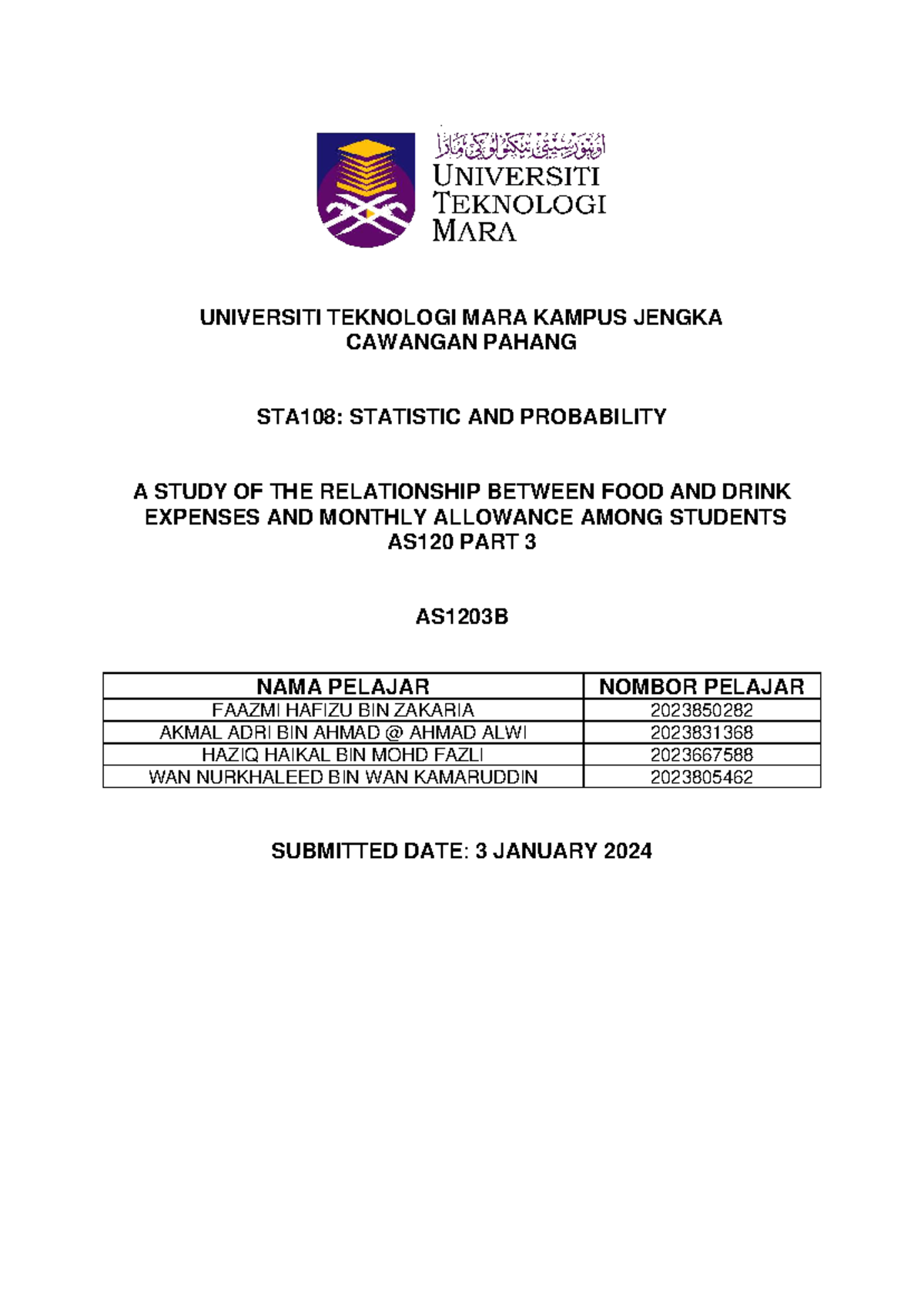 STA108: Study on Food & Drink Expenses vs Monthly Allowance Among ...