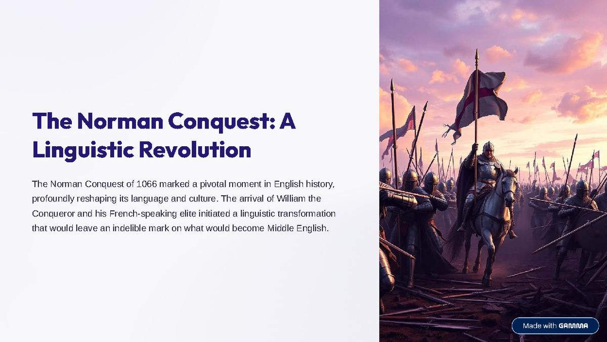 The Norman Conquest (1066): Linguistic Transformation in English - Studocu