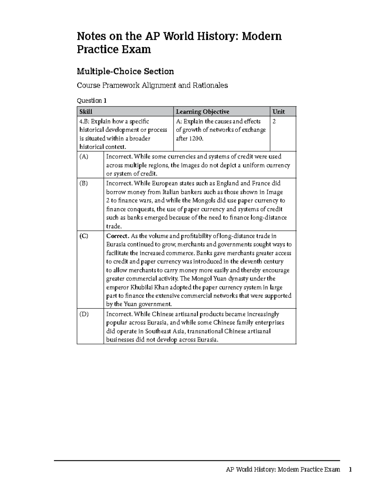 AP World History: Modern MCQ 2020 Test Answer Explanations - Studocu