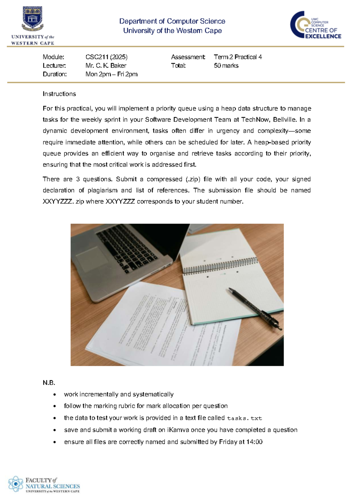 Practical 4 - CSC211: Implementing a Priority Queue with Heaps - Studocu
