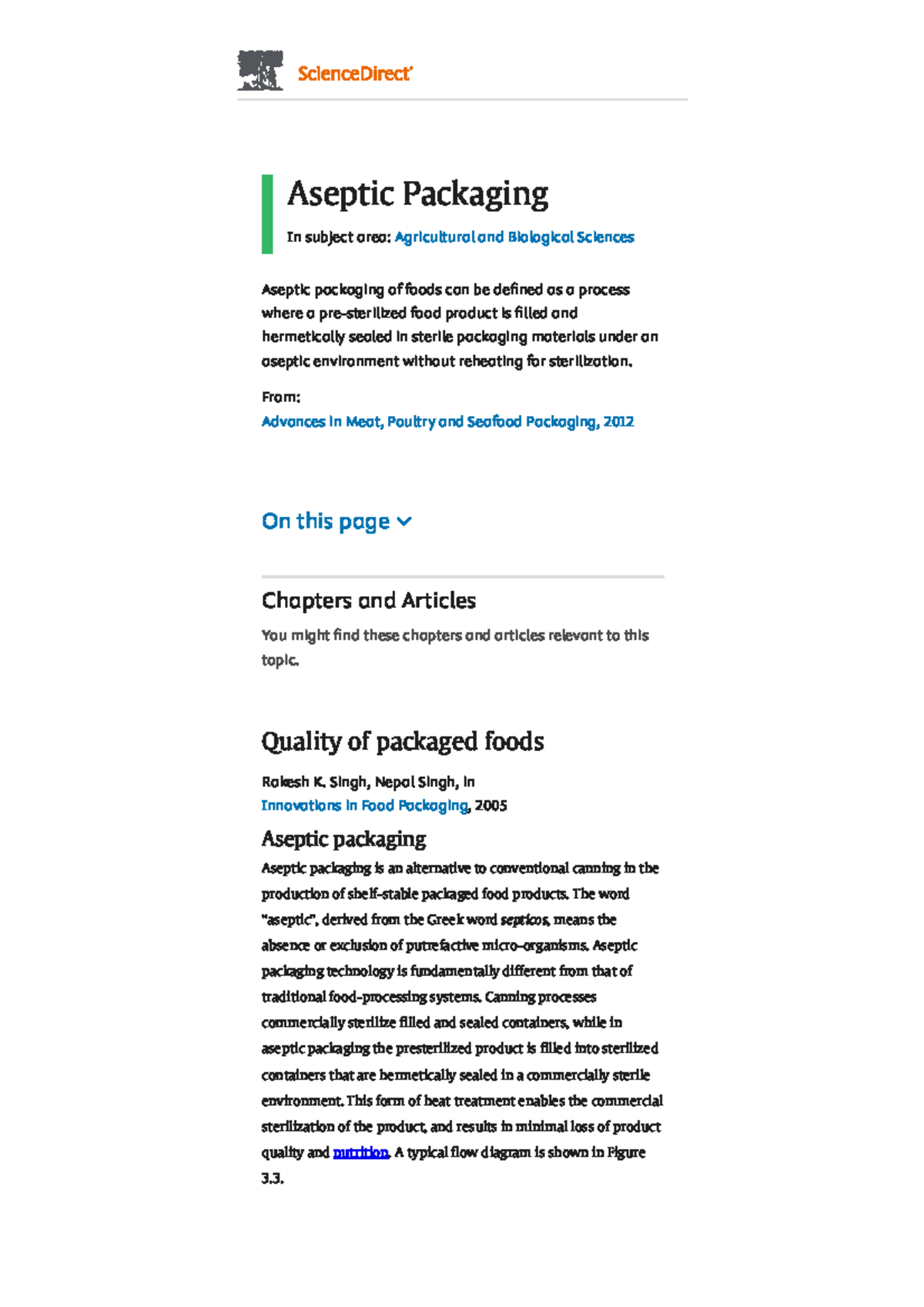 Aseptic Packaging - an overview Science Direct Topics - Aseptic ...