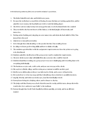 Parallelism handout and exercises - UNIV ERSIT Y WRI T I NG P ROG RA M ...