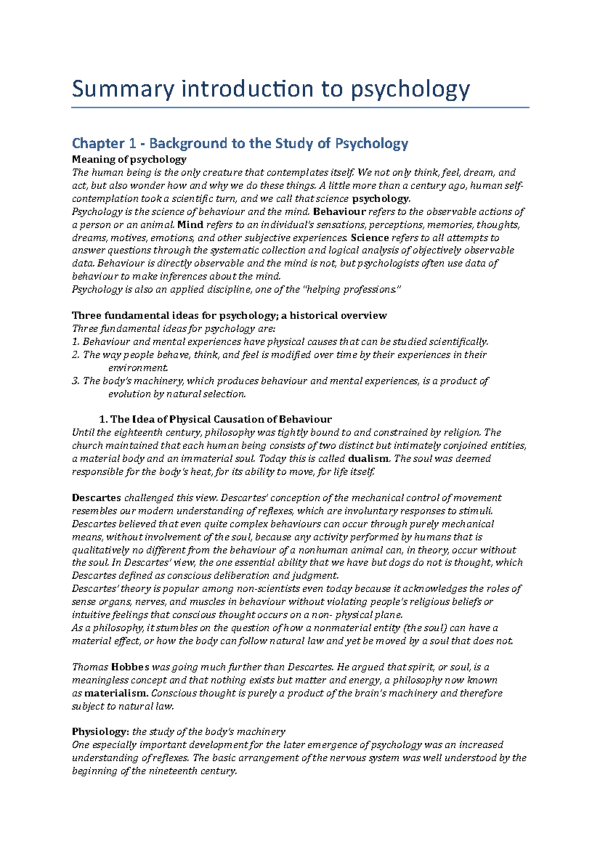 Psychology 101: Summary Introduction & Key Concepts from Chapters 1 & 2 ...