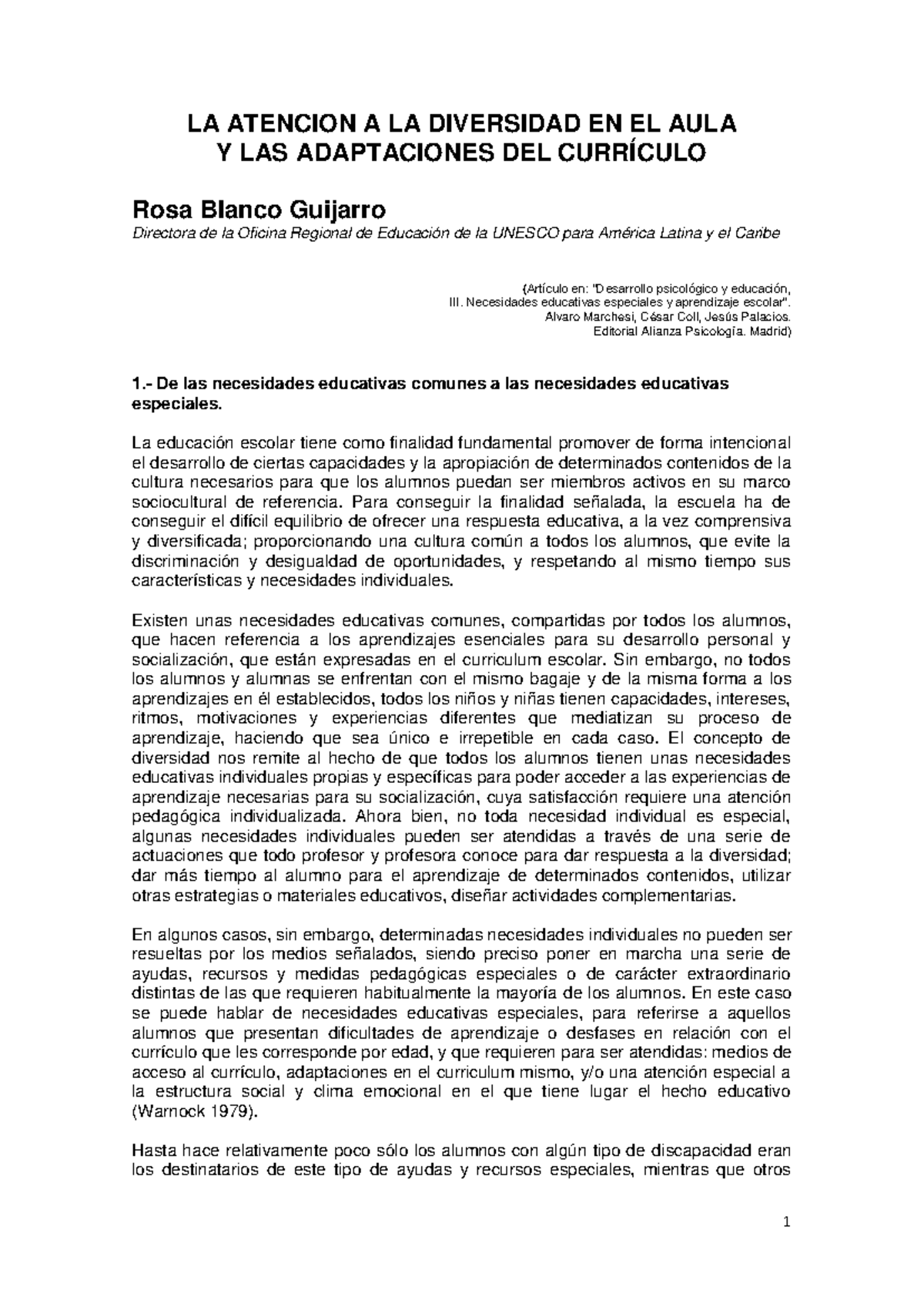 LA ATENCIÓN A LA DIVERSIDAD EN EL AULA Y ADAPTACIONES CURRICULARES ...