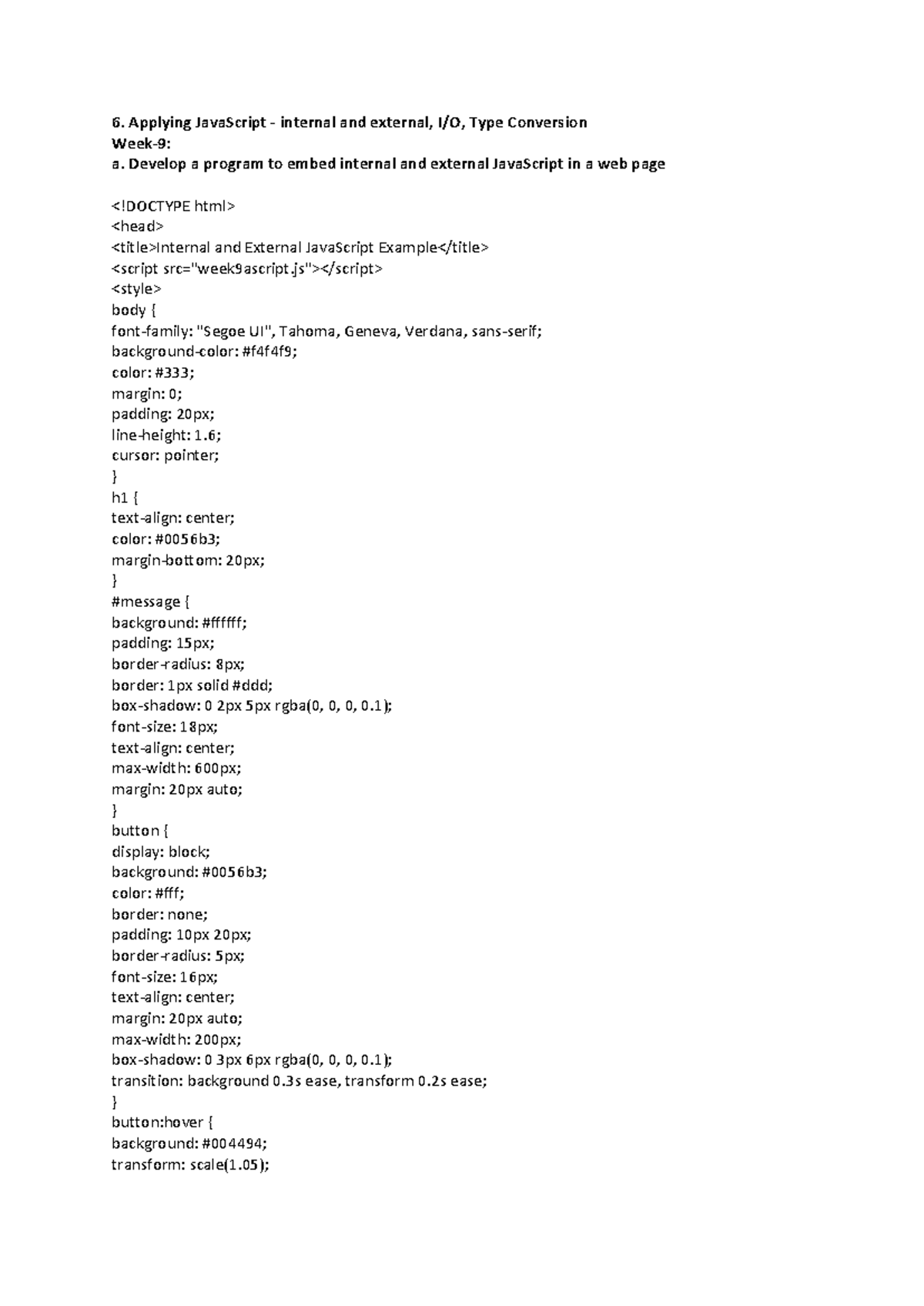WEEK-9 - rg22: JavaScript Internal/External & Type Conversion Guide ...