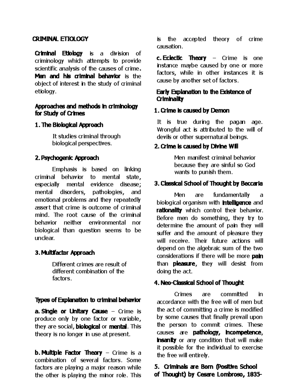 Chapter 4 - Understanding Criminal Etiology and Its Theories - Studocu