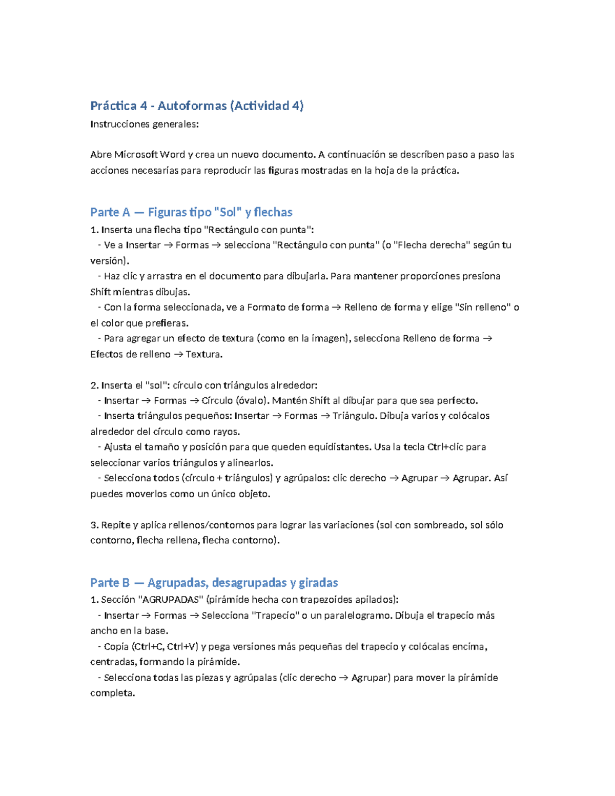 Práctica 4: Creación de Autoformas en Microsoft Word - Studocu