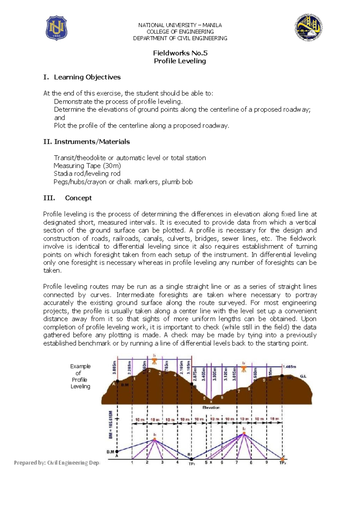 Profile Leveling Techniques - Civil Engineering Field Work 5 - Studocu