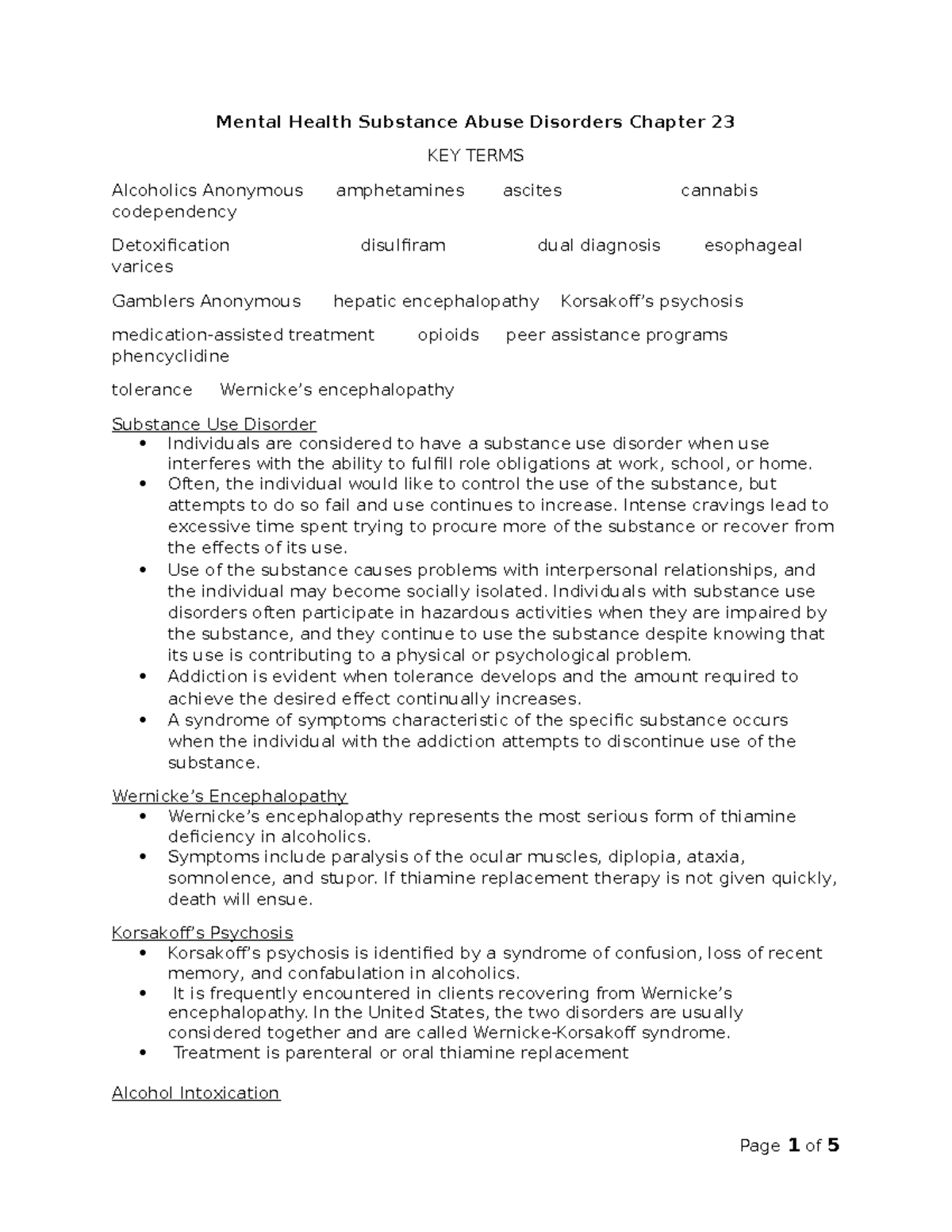 Mental Health Exam 2 Substance Abuse Disorders Study Concepts - Mental ...