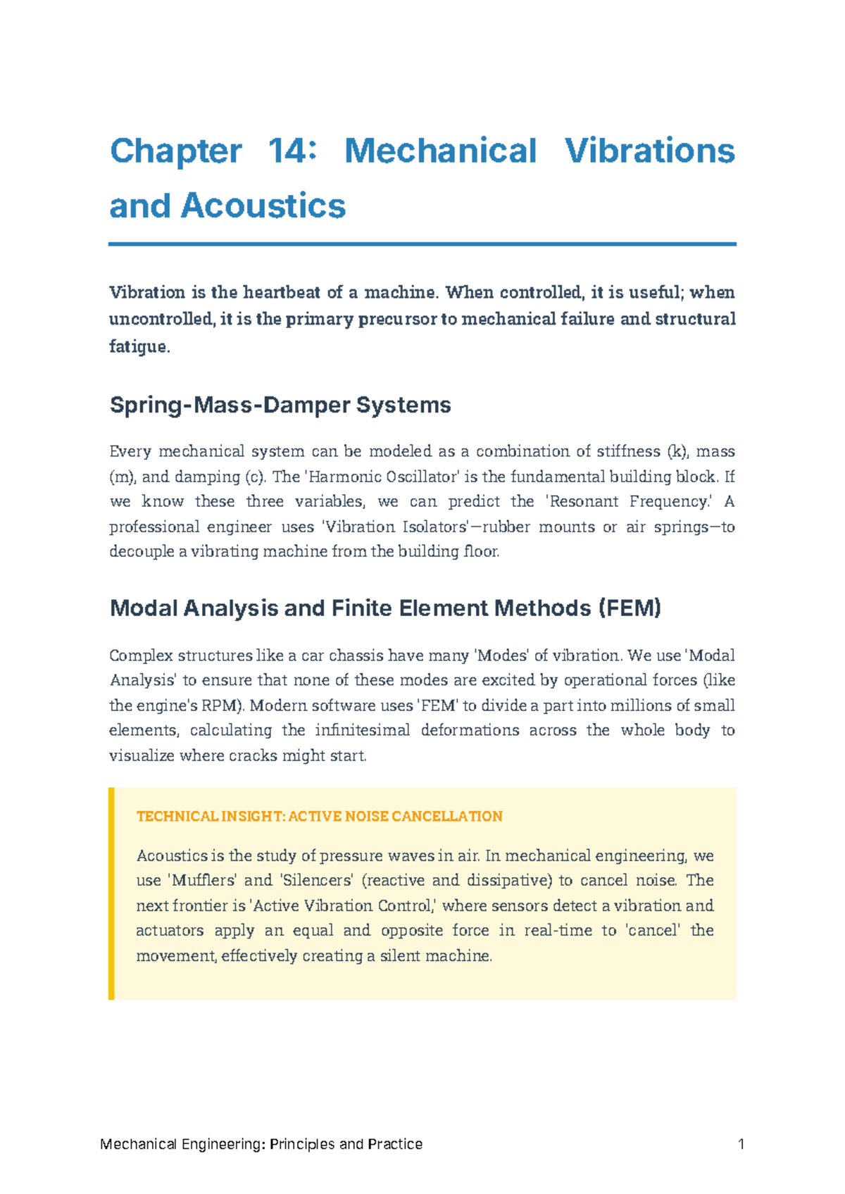 Chapter 14: Mechanical Vibrations & Acoustics (ME 101) - Studocu