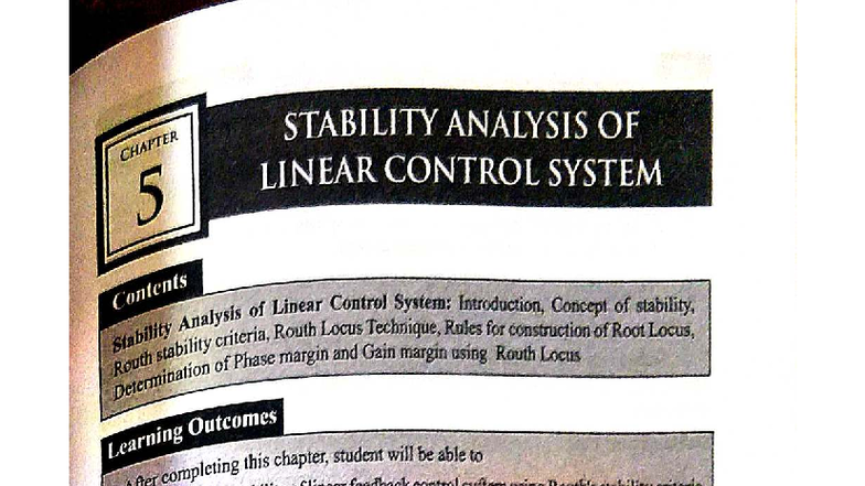 CE Mod4: Stability Analysis of Linear Control Systems - Chapter Notes ...