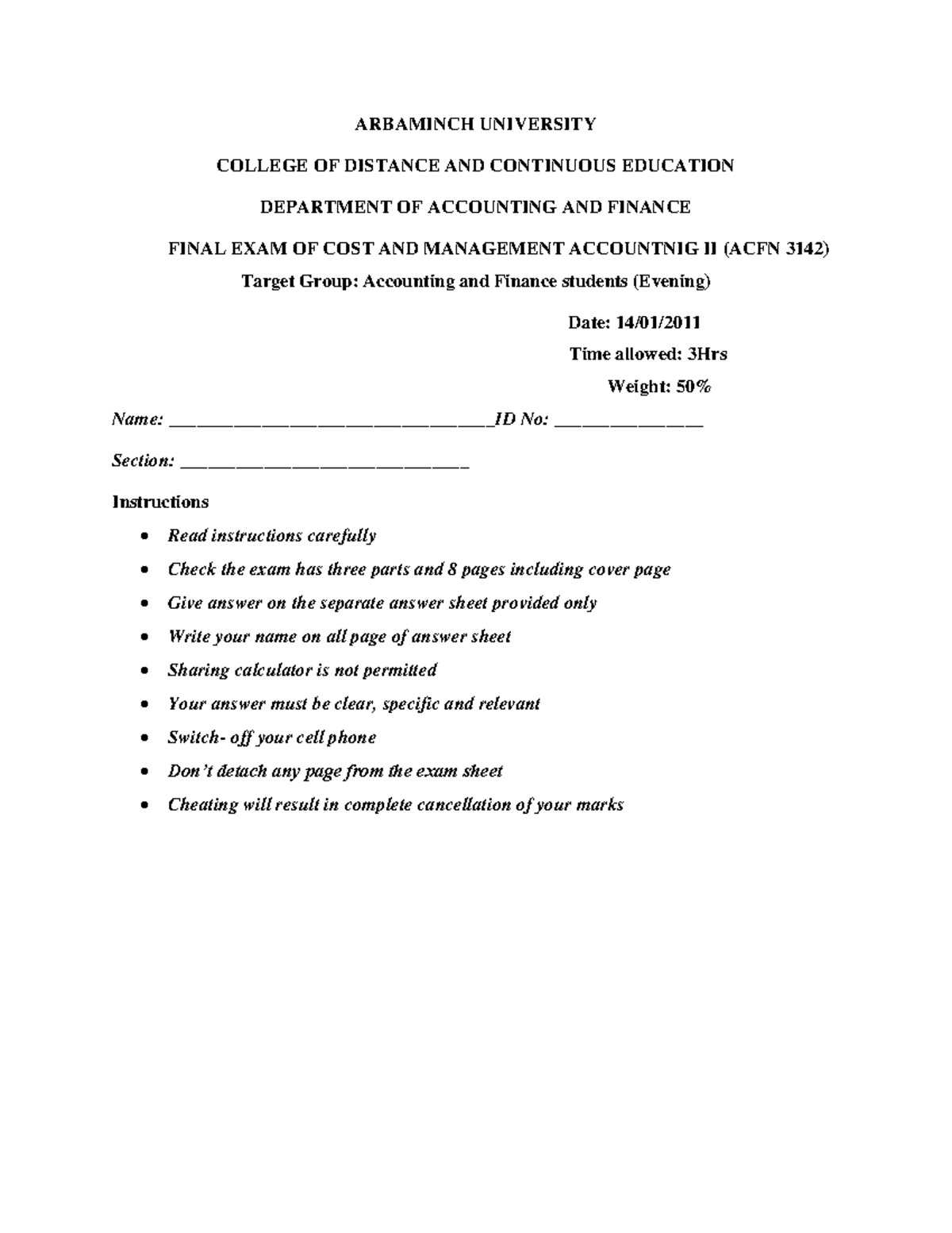 Cost II Final 2010 - pdf - this is the general exam for the course cost ...