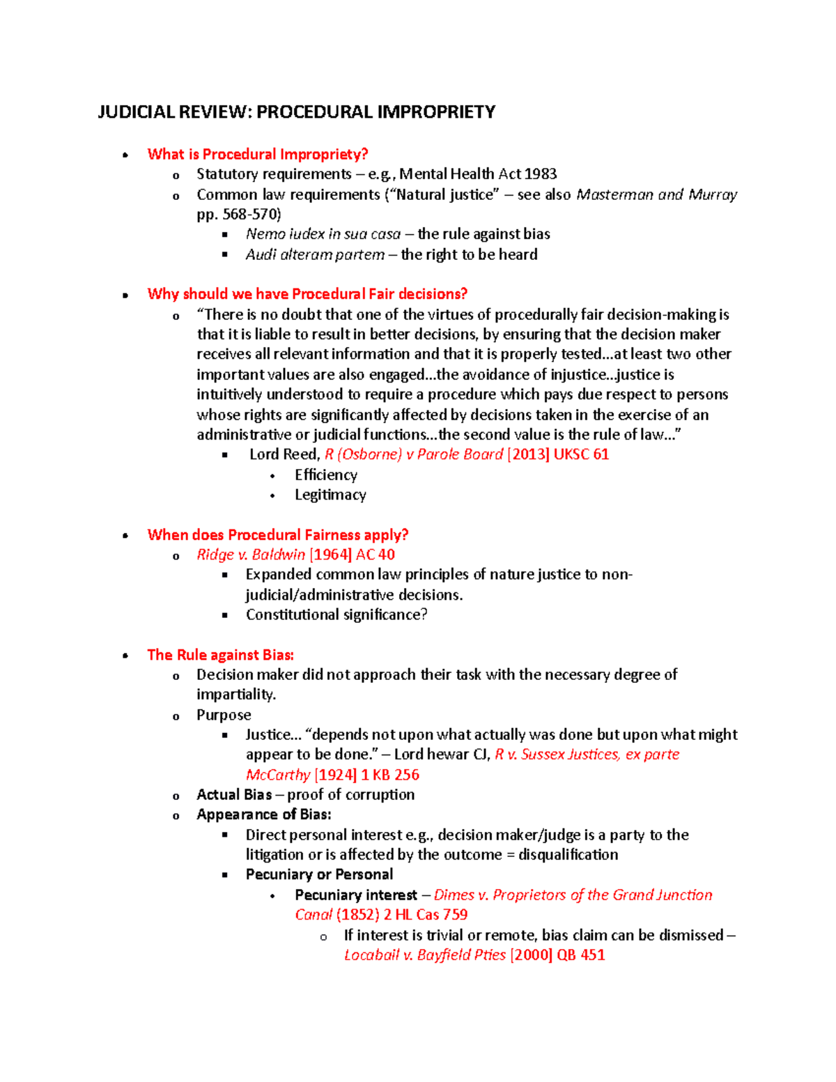 Judicial Review- Procedural Impropriety - JUDICIAL REVIEW: PROCEDURAL ...