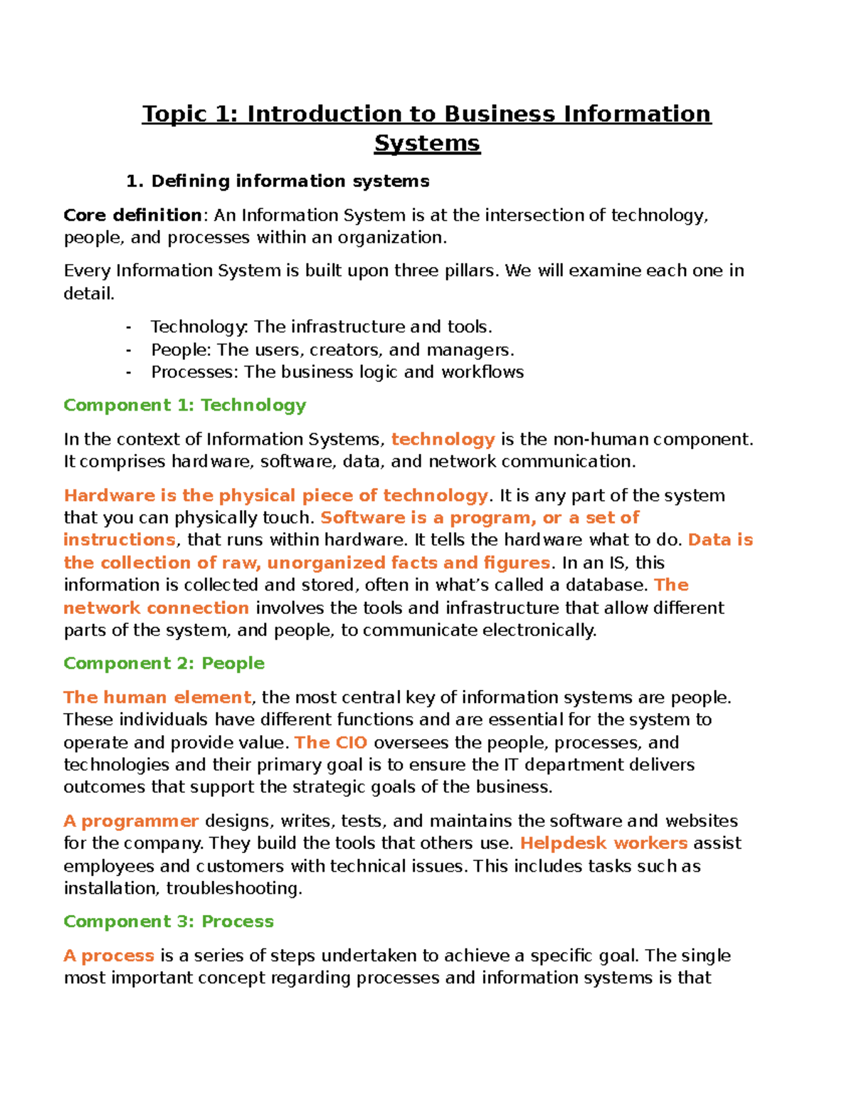 Introduction to Business Information Systems (IS101) - Topic 1 Overview ...
