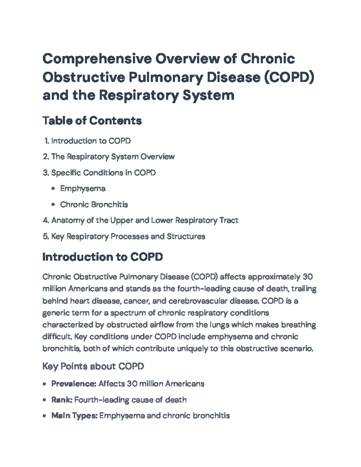 Comprehensive Overview of COPD: Conditions, Anatomy, and Functions ...